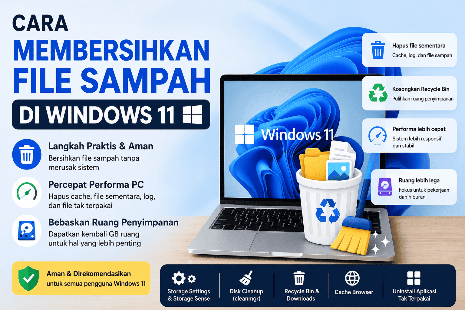 Cara membersihkan file sampah di Windows 11: panduan cepat dan aman