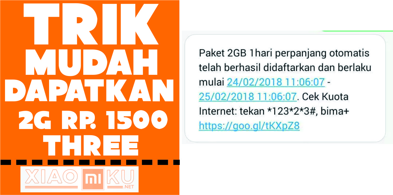 Trik Mendapat 2GB Rp. 1500 Kartu Three